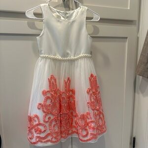 American Princess White and Coral Formal Dress